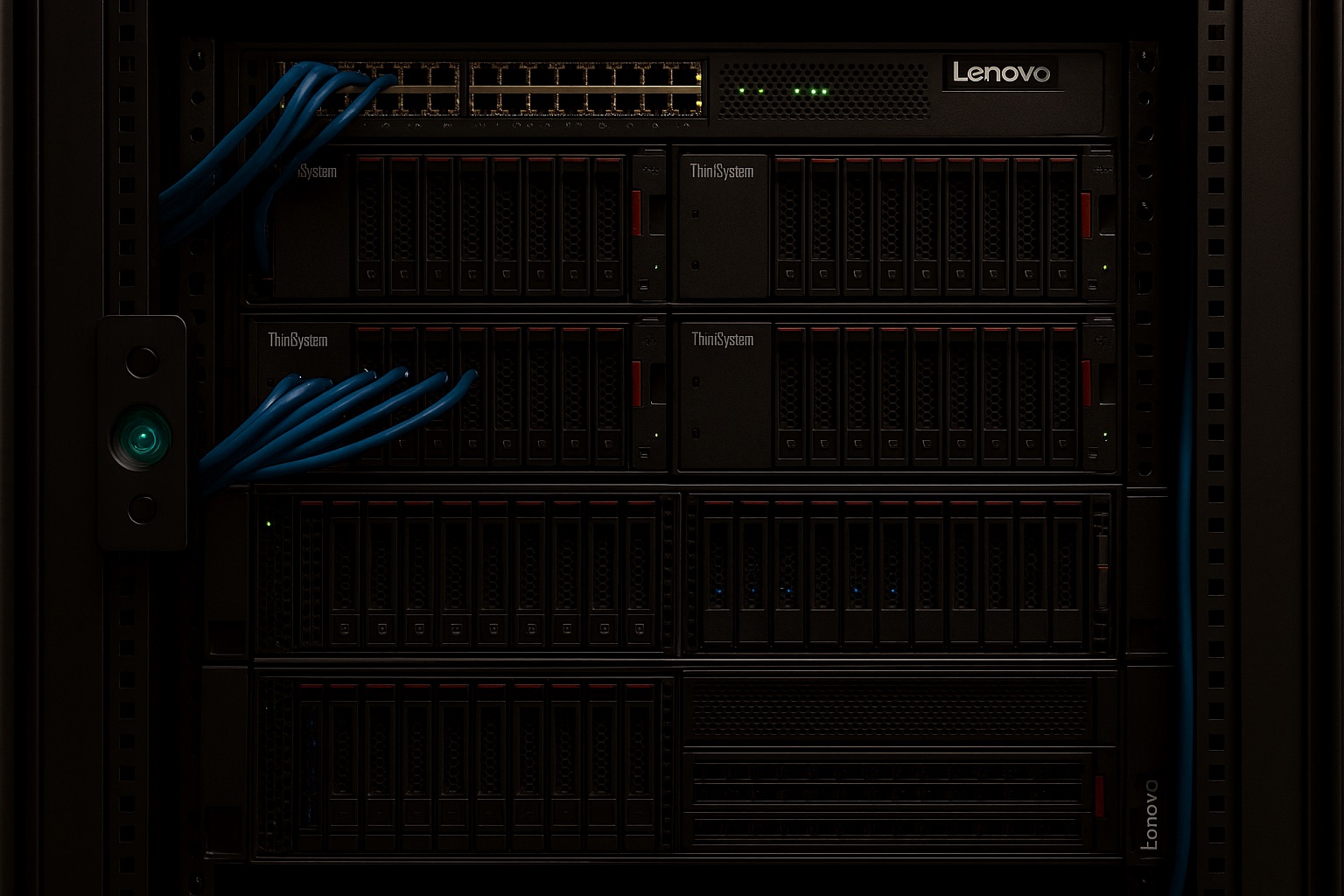 Lenovo ThinkSystem servers racked in a data center